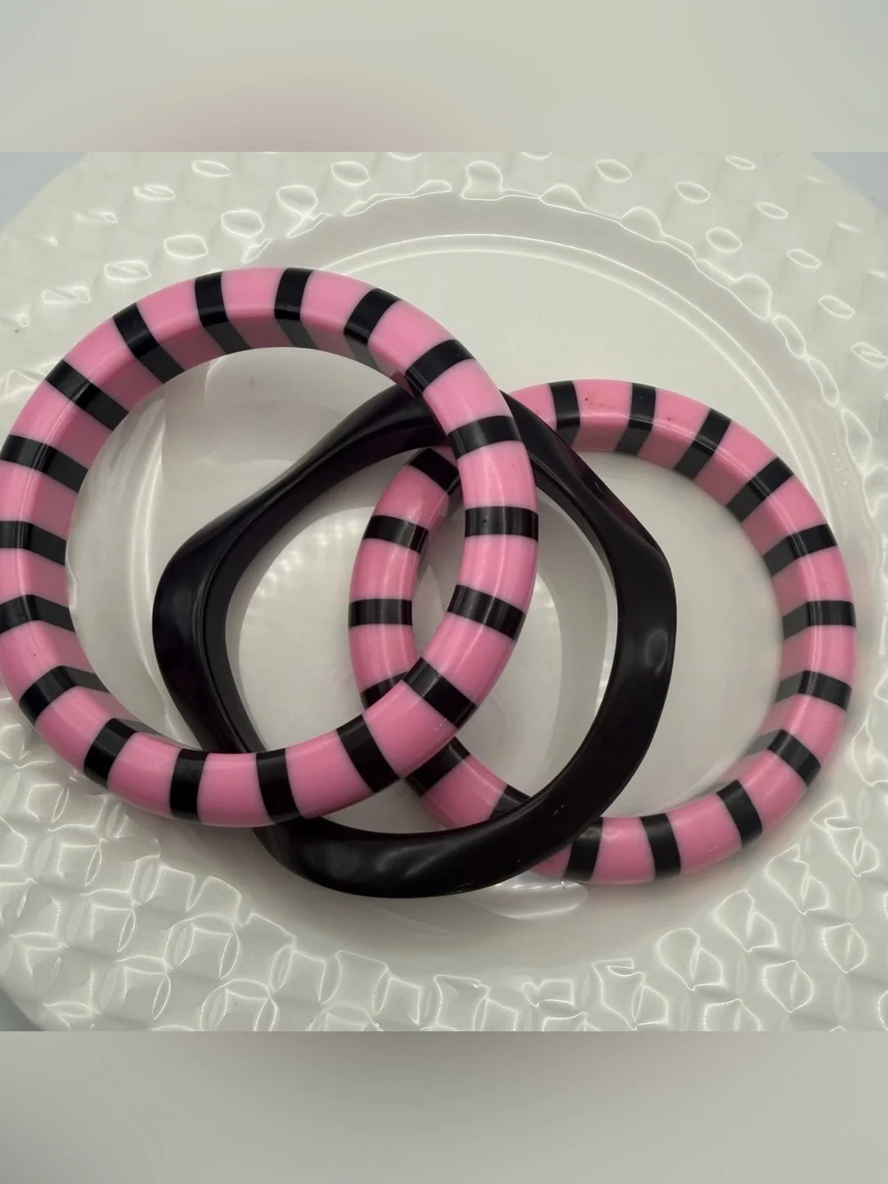 MOD Pink and Black Striped Bangle Set